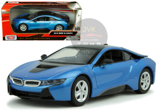 2018 BMW I8 COUPE BLUE 1/24 SCALE DIECAST CAR MODEL BY MOTOR MAX 79359