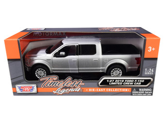 2019 FORD F-150 LIMITED CREW CAB PICKUP TRUCK SILVER 1/24-27 SCALE DIECAST CAR MODEL BY MOTOR MAX 79364