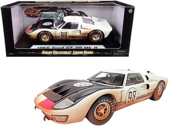 1966 FORD GT-40 MK II #98 WHITE AFTER RACE DIRTY VERSION 1/18 SCALE DIECAST CAR MODEL BY SHELBY COLLECTIBLES SC432
