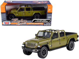 2021 JEEP GLADIATOR OVERLAND GREEN 1/27 SCALE DIECAST CAR MODEL BY MOTOR MAX 79367