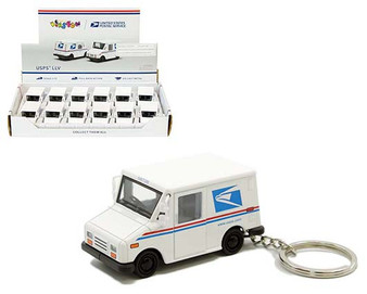 USPS LLV WITH KEYCHAIN BOX OF 12 PULL BACK ACTION 1/72 SCALE BY KINSMART 2547DK