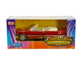 1963 CHEVROLET IMPALA SS CONVERTIBLE RED LOWRIDER 1/24 SCALE DIECAST CAR MODEL BY WELLY 22434