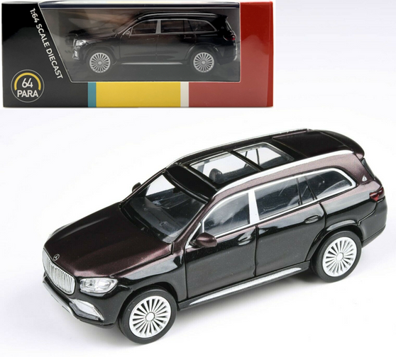 MERCEDES BENZ MAYBACH GLS 600 OBSIDIAN BLACK / RUBELLITE RED 1/64 SCALE DIECAST CAR MODEL BY PARAGON PARA64 55304