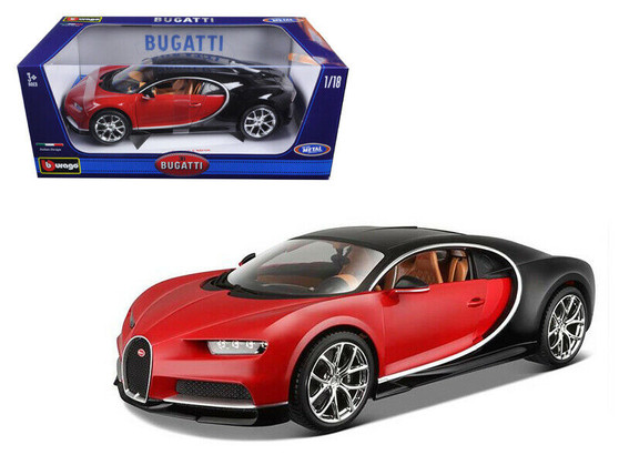 BUGATTI CHIRON SPORT RED 1/18 SCALE DIECAST CAR MODEL BY BBURAGO 11040