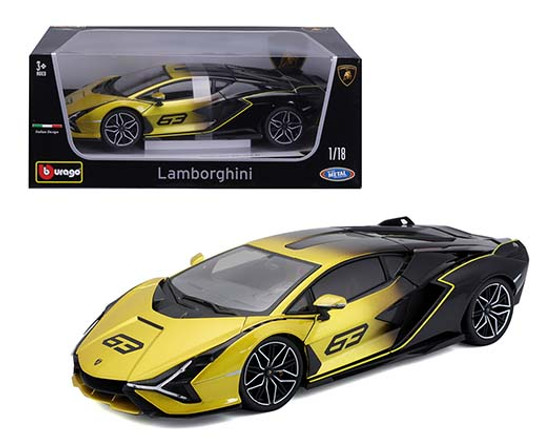 LAMBORGHINI SIAN FKP37 HYBRID #63 1/18 SCALE DIECAST CAR MODEL BY BBURAGO 11100