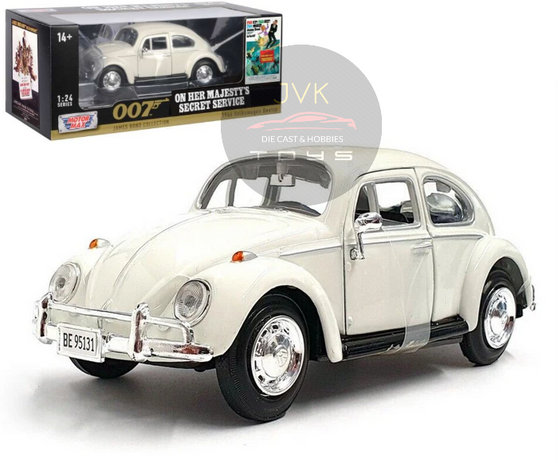 1966 VOLKSWAGEN BEETLE BUG JAMES BOND 007 HER MAJESTYS SECRET SERVICE 1/24 SCALE DIECAST CAR MODEL BY MOTOR MAX 79854