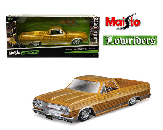 1965 CHEVROLET EL CAMINO LOWRIDER GOLD 1/24 SCALE DIECAST CAR MODEL BY MAISTO 32543