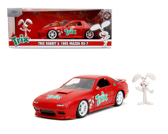 1985 MAZDA RX-7 RHD & TRIX RABBIT FIGURE TRIX CEREAL 1/24 SCALE DIECAST CAR MODEL BY JADA TOYS 32199

