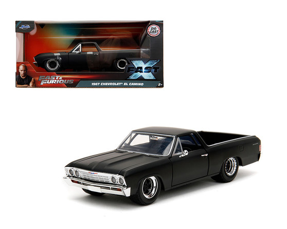 1967 CHEVROLET EL CAMINO MATT BLACK FAST & FURIOUS 1/24 SCALE DIECAST CAR MODEL BY JADA TOYS 34413

