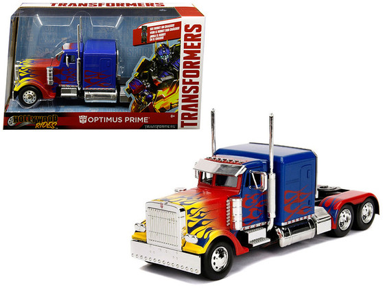 OPTIMUS PRIME TRUCK WITH ROBOT ON CHASSIS TRANSFORMERS 1/24 SCALE DIECAST CAR MODEL BY JADA TOYS 30446