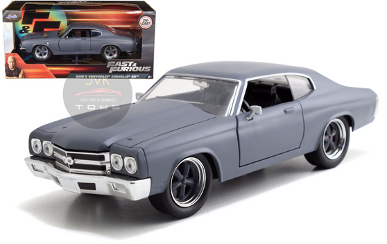 CHEVROLET CHEVELLE SS DOMS MATT GRAY FAST & FURIOUS 1/24 SCALE DIECAST CAR MODEL BY JADA TOYS 97835