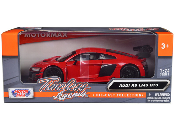 AUDI R8 LMS GT3 RED 1/24 SCALE DIECAST CAR MODEL BY MOTOR MAX 79380