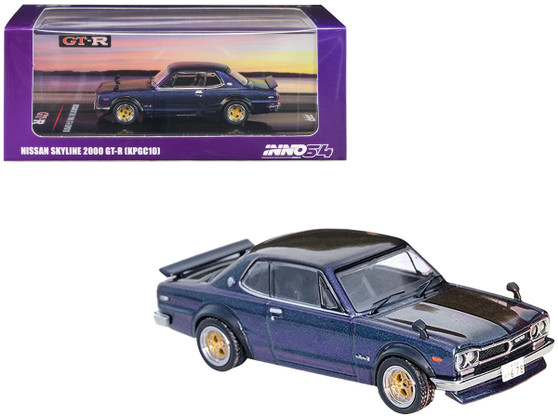 NISSAN SKYLINE 2000 GT-R KPGC10 MIDNIGHT PURPLE II 1/64 SCALE DIECAST CAR MODEL BY INNO64 INNO IN64-KPGC10-MPII