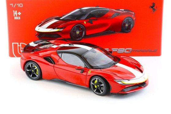 FERRARI SF90 STRADALE RED 1/18 SCALE DIECAST CAR MODEL BY BBURAGO 16911