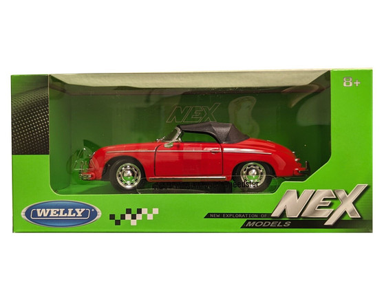 PORSCHE 356A SPEEDSTER SOFT TOP RED 1/24 SCALE DIECAST CAR MODEL BY WELLY 24106