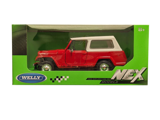 1967 JEEP JEEPSTER COMMANDO STATION WAGON RED 1/24 SCALE DIECAST CAR MODEL BY WELLY 24117