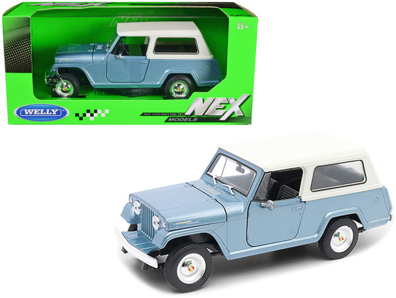 1967 JEEP JEEPSTER COMMANDO STATION WAGON BLUE 1/24 SCALE DIECAST CAR MODEL BY WELLY 24117