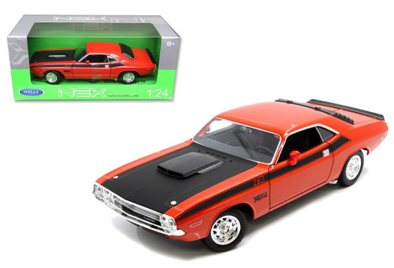 1970 Dodge Challenger T/A Orange 1/24 Scale Diecast Car Model By Welly 24029
