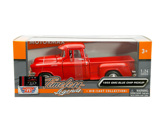 1955 GMC BLUE CHIP PICKUP TRUCK RED 1/24 SCALE DIECAST CAR MODEL BY MOTOR MAX 79382