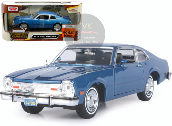 1974 FORD MAVERICK BLUE 1/24 SCALE DIECAST CAR MODEL BY MOTOR MAX 79042