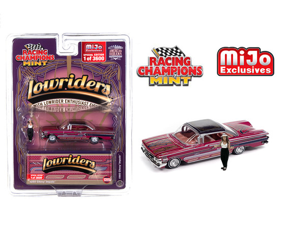 1960 CHEVROLET IMPALA SS LOWRIDER WITH AMERICAN DIORAMA FIGURE 1/64 SCALE DIECAST CAR MODEL BY RACING CHAMPIONS RCCP1013