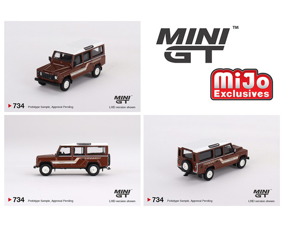 LAND ROVER DEFENDER 110 1985 COUNTY STATION WAGON RUSSET BROWN 1/64 SCALE DIECAST CAR MODEL BY TSM MINI GT MGT00734