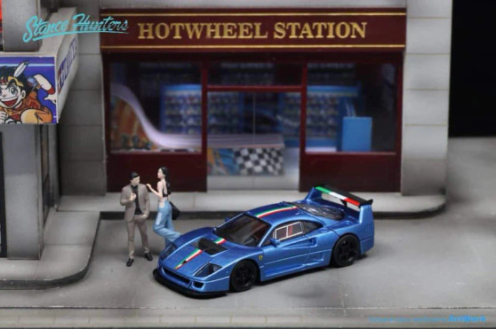 FERRARI F40 LM BLUE 499 MADE WITH HOOD OPENING 1/64 SCALE DIECAST CAR MODEL BY STANCE HUNTERS SHF40BL