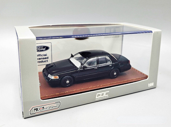 FORD CROWN VICTORIA POLICE CAR OFFICIAL LICENSED BLACK 1/64 SCALE DIECAST CAR MODEL BY GOC GOCCV