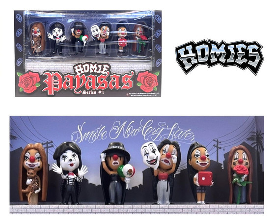 HOMIES CLOWNS 2" FIGURE SERIES 4 PAYASAS BOX OF 6 LOWRIDER DIORAMA FIGURES 20454