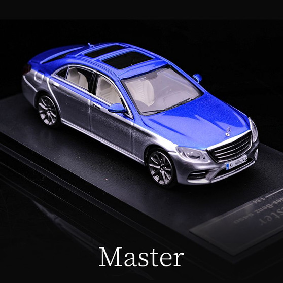 2024 MERCEDES BENZ S-CLASS S450 W222 BLUE/SILVER 1/64 SCALE DIECAST CAR MODEL BY MASTER MASMBBLSIL