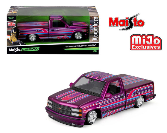 1993 CHEVROLET 454 SS PICKUP TRUCK PURPLE LOWRIDERS 1/24 SCALE DIECAST CAR MODEL BY MAISTO 32550PUR