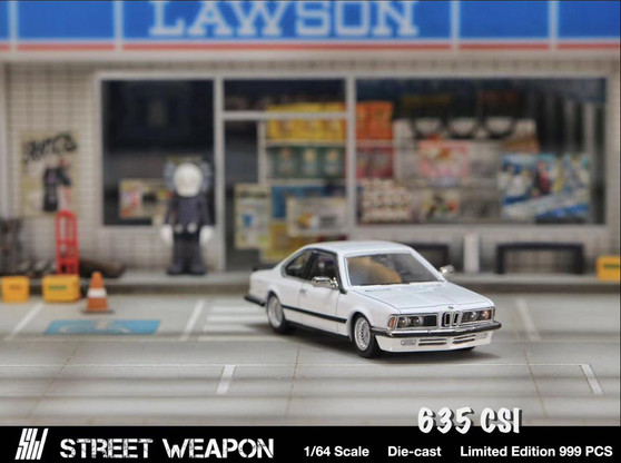 BMW 635 CSI WHITE 999 MADE 1/64 SCALE DIECAST CAR MODEL BY STREET WEAPON SW635WH