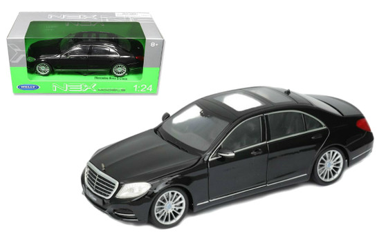 Mercedes Benz S Class Black 1/24 Scale Diecast Car Model By Welly 24051