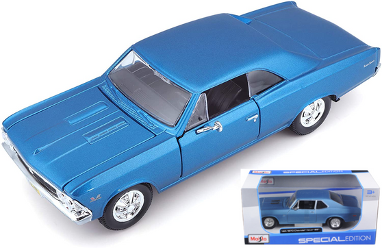 1966 CHEVROLET CHEVELLE SS 396 BLUE 1/24 SCALE DIECAST CAR MODEL BY MAISTO 31960