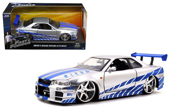 Nissan Skyline GT-R R34 Brians Fast & Furious 1/24 Scale Diecast Car Model By Jada 97158 New Package