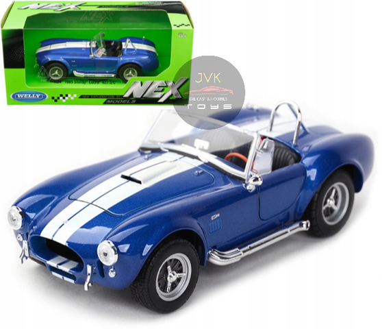 1965 SHELBY COBRA 427 S/C BLUE 1/24 SCALE DIECAST CAR MODEL BY WELLY 24002