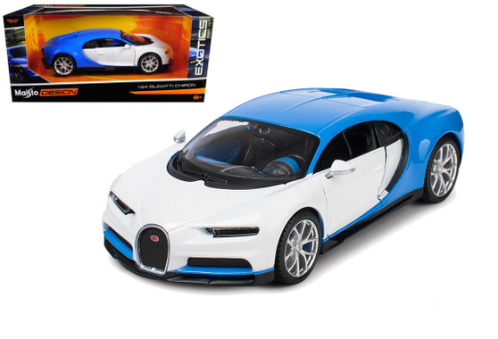 Bugatti Chiron Blue & White Exotics 1/24 Scale Diecast Car Model By Maisto 32509