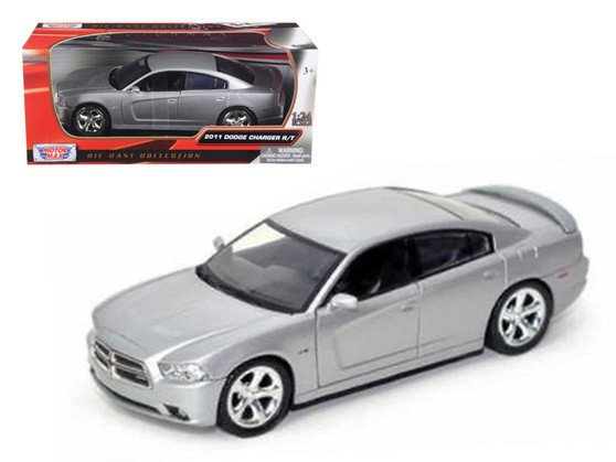 2011 Dodge Charger R/T Silver 1/24 Scale Diecast Car Model By Motor Max 73354