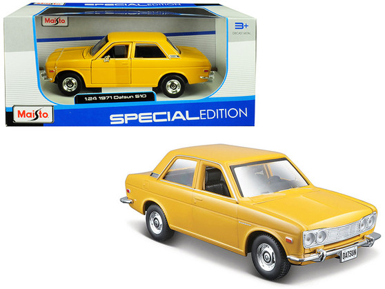 1971 Datsun 510 Yellow JDM 1/24 Scale Diecast Car Model By Maisto 31518