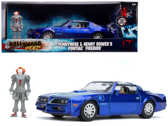 PENNYWISE & HENRY BOWERS PONTIAC FIREBIRD WITH FIGURE 1/24 SCALE DIECAST CAR MODEL BY JADA TOYS 31118