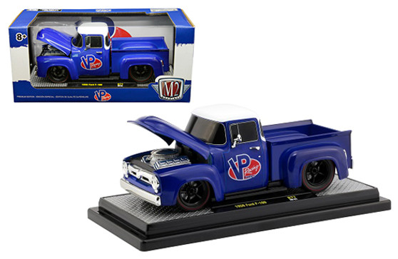 1956 FORD F-100 PICKUP TRUCK VP RACING BLUE 1/24 SCALE DIECAST CAR MODEL BY M2 MACHINES 40300-77