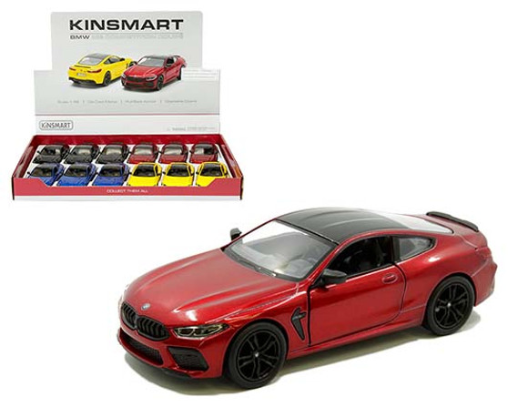 BMW M8 COMPETITION COUPE BOX OF 12 PULL BACK ACTION 1/38 SCALE BY KINSMART 5425