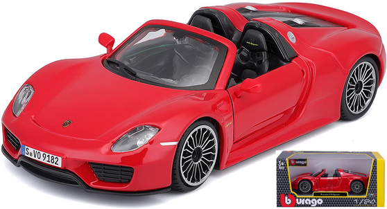 PORSCHE 918 SPYDER RED 1/24 SCALE DIECAST CAR MODEL BY BBURAGO 21076