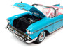 1957 CHEVROLET BEL AIR CONVERTIBLE BARBIE AQUA BLUE 1/18 SCALE DIECAST CAR MODEL BY AUTO WORLD AWSS135