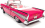 1957 CHEVROLET BEL AIR CONVERTIBLE BARBIE PINK 1/18 SCALE DIECAST CAR MODEL BY AUTO WORLD AWSS128

