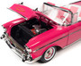 1957 CHEVROLET BEL AIR CONVERTIBLE BARBIE PINK 1/18 SCALE DIECAST CAR MODEL BY AUTO WORLD AWSS128

