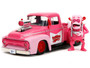 1956 FORD F-100 PICKUP TRUCK WITH FRANKEN BERRY FIGURE 1/24 SCALE DIECAST CAR MODEL BY JADA TOYS 32025