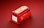 VOLKSWAGEN KOMBI BUS YEAR OF THE DRAGON RED 499 MADE 1/64 SCALE DIECAST CAR MODEL BY HY MODEL HYKOMBL