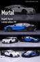 BUGATTI VEYRON SUPER SPORT BLUE & BLACK TAIL CAN GO UP AND DOWN AND ENGINE COVER REMOVED 1/64 SCALE DIECAST CAR MODEL BY MORTAL MORBUGBL