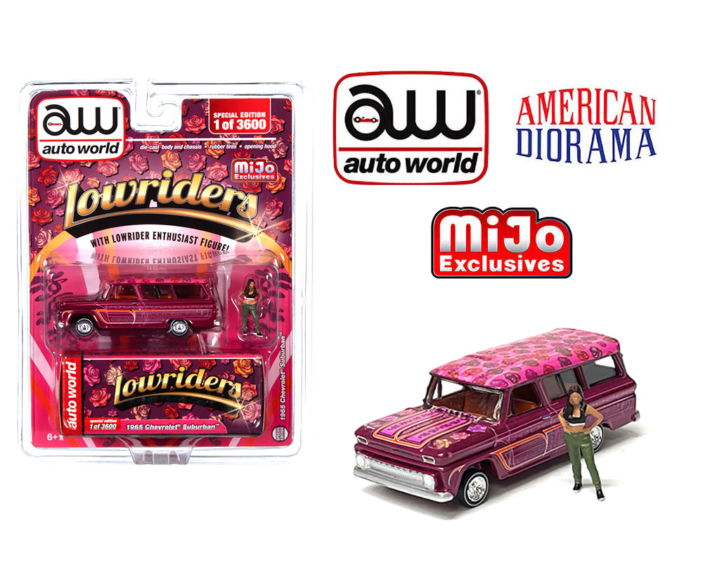 1957 CHEVROLET SUBURBAN LOWRIDER WITH FIGURE 1/64 SCALE DIECAST 